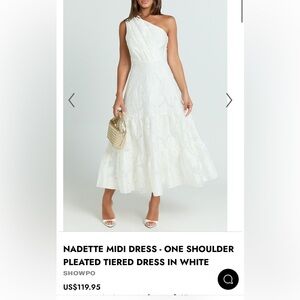 Showpo White One Shoulder Midi Dress